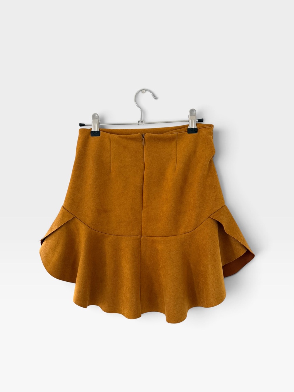 Design Lab Lord & Taylor Mustard Suede-Look Ruffle Mini Skirt - Picture 9 of 9
